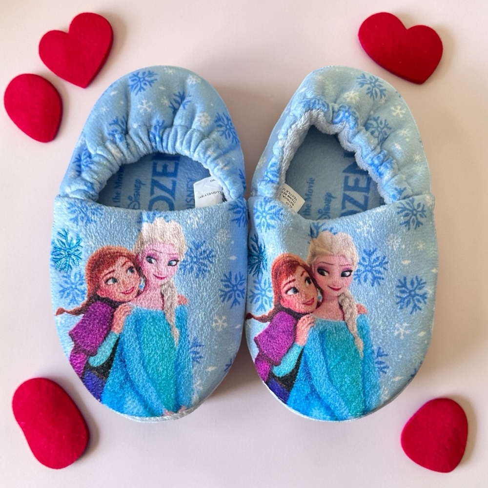 Disney Frozen Blue Girls' Plush Character Footie Slippers